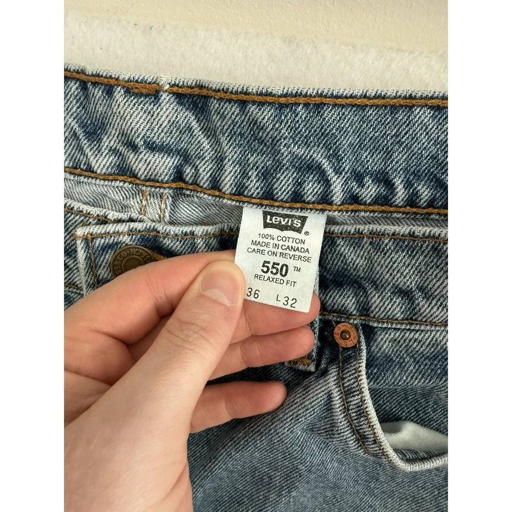 Vintage Levis‎ 550 Orange Tab Jeans Mens 34 x 31 Relaxed 90s Light Wash Fade